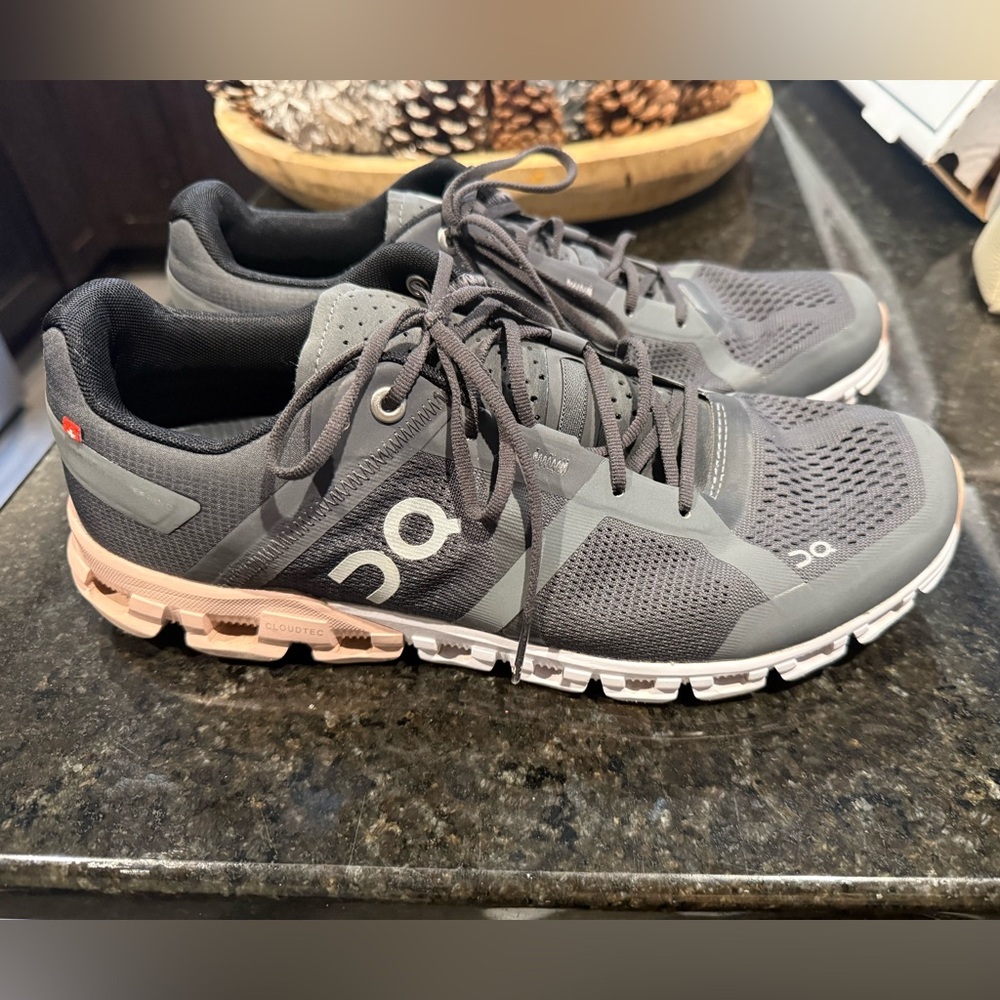 On Running Gray and Pink Women's Sneakers